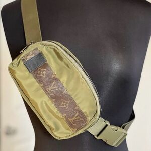 Olive Green Crossbody Bag with authentic LV material
